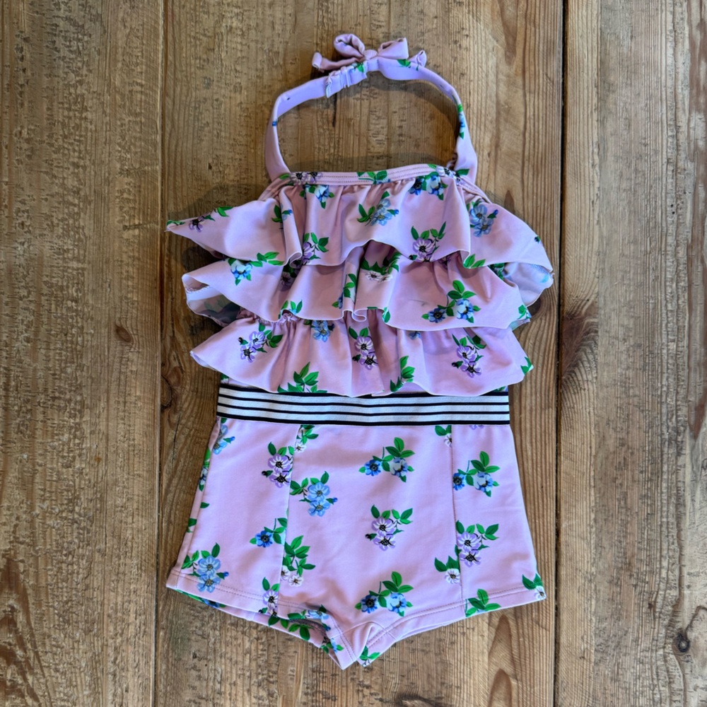 Janie and Jack floral and striped swimsuit